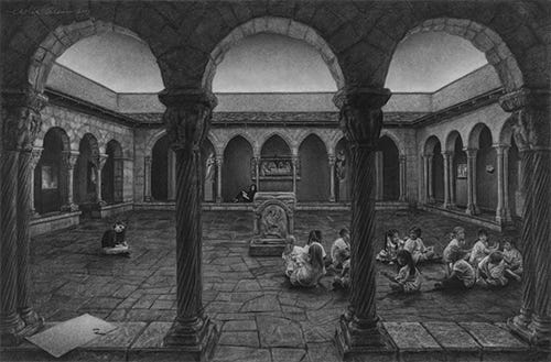 The Cloister in the Toledo Museum of Art by Leslie Adams The Cloister in the Toledo Museum of Art by Leslie Adams