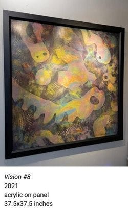 "Vision #8, 2021. Acrylic on panel, 37.5 x 37.5 inches." "Vision #8, 2021. Acrylic on panel, 37.5 x 37.5 inches."
