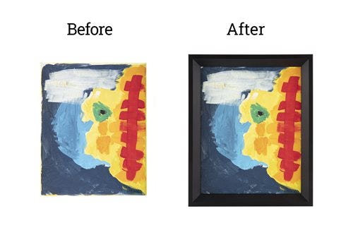 "Untitled" by Jase unframed, next to the framed version "Untitled" by Jase unframed, next to the framed version