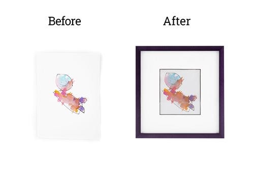 "Mom" by Ella unframed, next to a framed version "Mom" by Ella unframed, next to a framed version