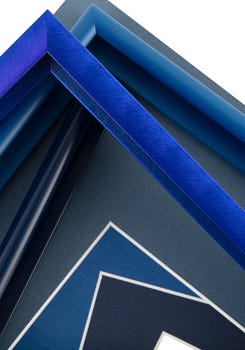 Blue toned frames and mat boards