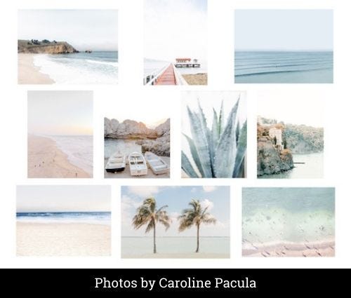 A collection of photos of various beach scenes by Caroline Pacula A collection of photos of various beach scenes by Caroline Pacula