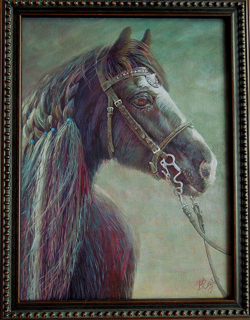 An oil painting of a horse An oil painting of a horse