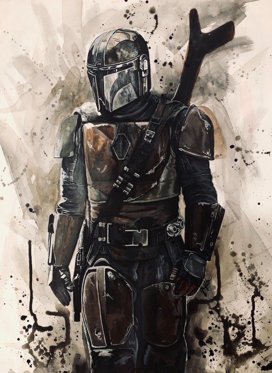 A painting of the Mandalorian A painting of the Mandalorian