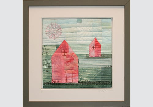 Little Pink Houses 3, Fiber work by Claude Larson Little Pink Houses 3, Fiber work by Claude Larson