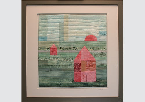 Little Pink Houses 4, Fiber work by Claude Larson Little Pink Houses 4, Fiber work by Claude Larson