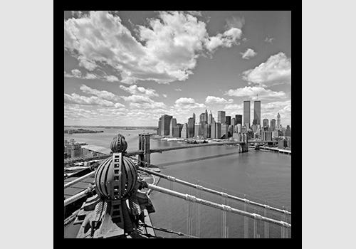 Manhattan Bridge View of Lower Manhattan Skyline from Top of Sphere, Brooklyn Tower, 1997 Manhattan Bridge View of Lower Manhattan Skyline from Top of Sphere, Brooklyn Tower, 1997