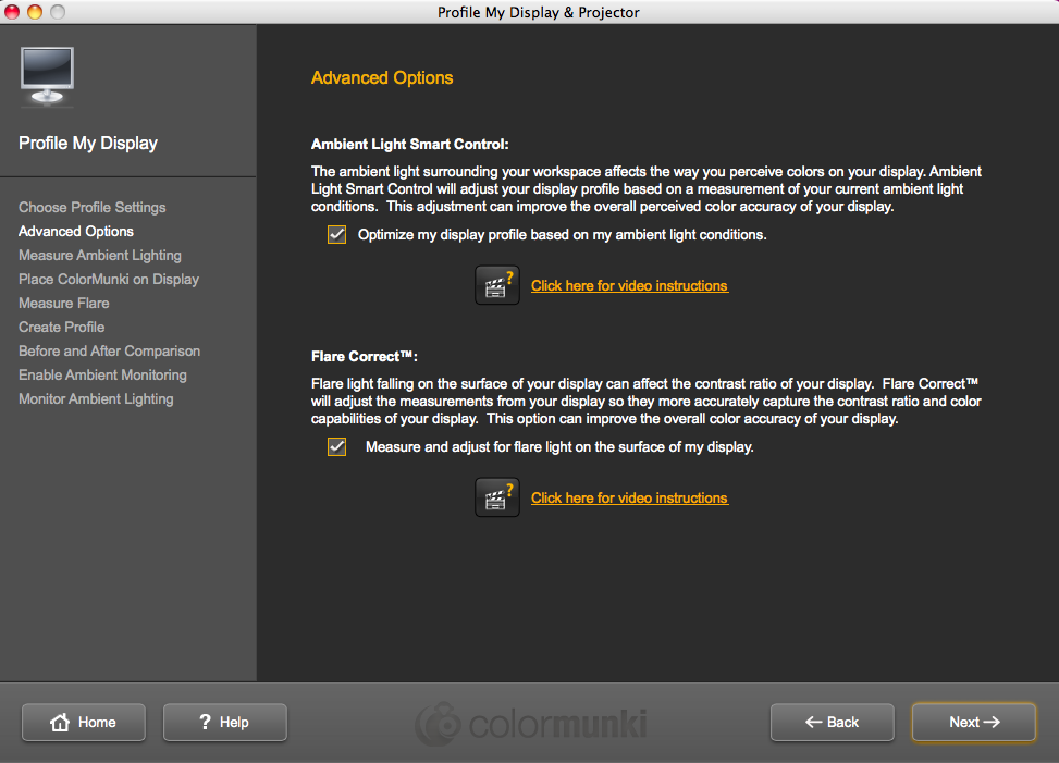 Advanced options for display Advanced options for display