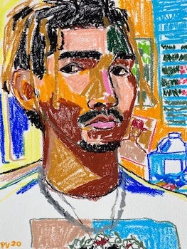A Self Portrait in pastels by Paul Verdell A Self Portrait in pastels by Paul Verdell