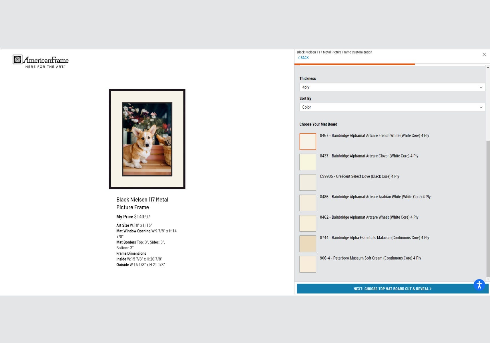 AmericanFrame.com has an easy to use online design tool that lets you preview your custom frame treatment AmericanFrame.com has an easy to use online design tool that lets you preview your custom frame treatment