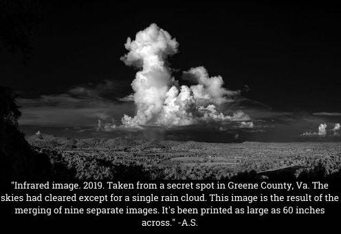 Infrared image of clouds over a forest in Virginia Infrared image of clouds over a forest in Virginia