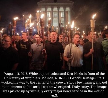 Neo-Nazi's and white supremacists in front of the Rotunda at the University of Virginia Neo-Nazi's and white supremacists in front of the Rotunda at the University of Virginia
