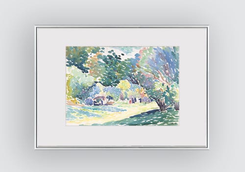 Pastel toned watercolor framed in a subtle Bainbridge white mat board and Nielsen profile 58 silver metal picture frame Pastel toned watercolor framed in a subtle Bainbridge white mat board and Nielsen profile 58 silver metal picture frame
