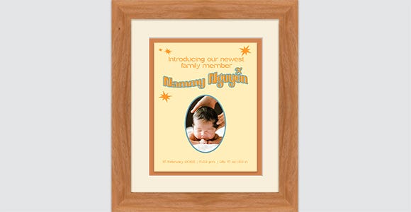 Custom framed baby announcements are a special gift for new parents Custom framed baby announcements are a special gift for new parents