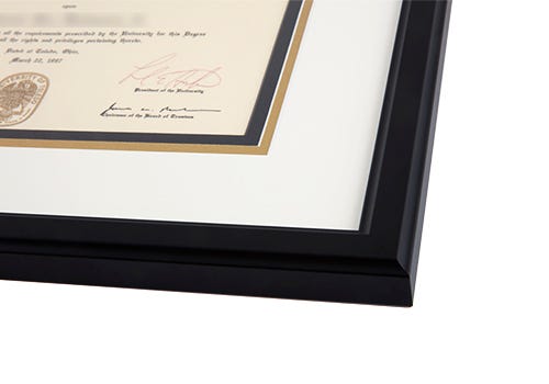 Diploma framed with a triple mat treatment