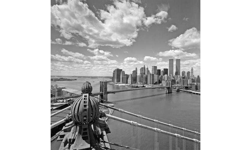 View of Lower Manhattan Skyline from Top of Sphere, Brooklyn Tower, 1997 taken by Dave Frieder