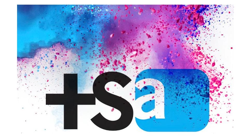 Toledo School for the Arts logo with blue and purple splatter pattern