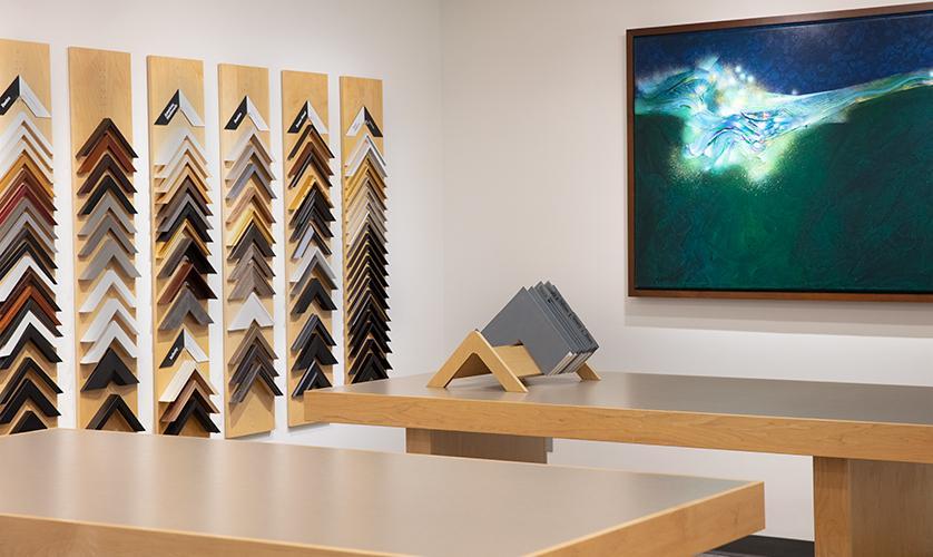 American Frame Showroom featuring samples of all our frames and mat boards.