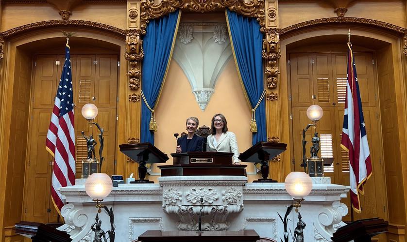 Laura and Dana in the Ohio State Senate Chambers