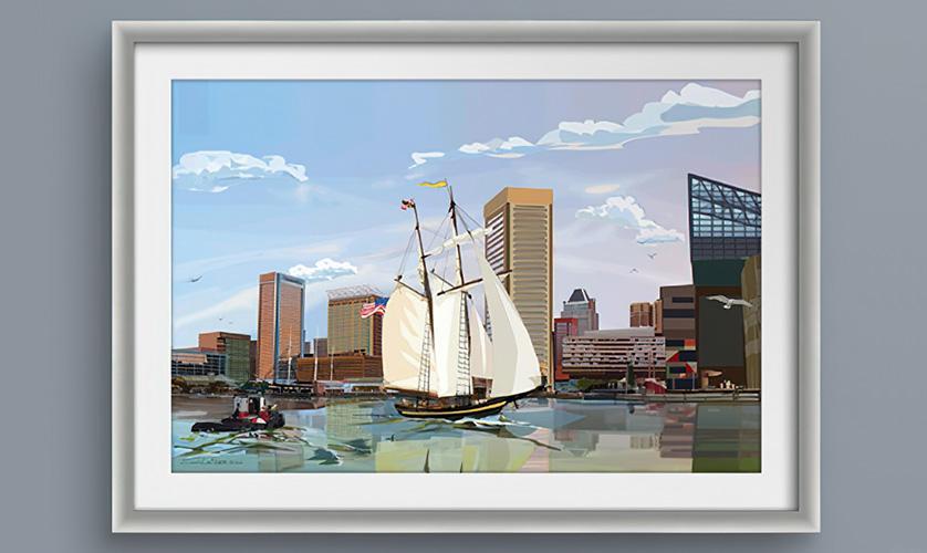 Painting of sail boat