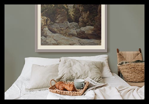 Sherwin Williams Color of 2022, Evergreen Fog, is serene in a bedroom Sherwin Williams Color of 2022, Evergreen Fog, is serene in a bedroom