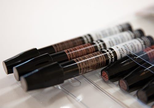 A close-up of the touch-up markers A close-up of the touch-up markers