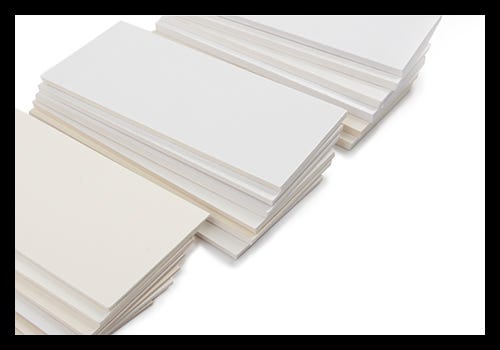 A selection of white and cream mat boards in 4, 6 and 8 ply thickness A selection of white and cream mat boards in 4, 6 and 8 ply thickness