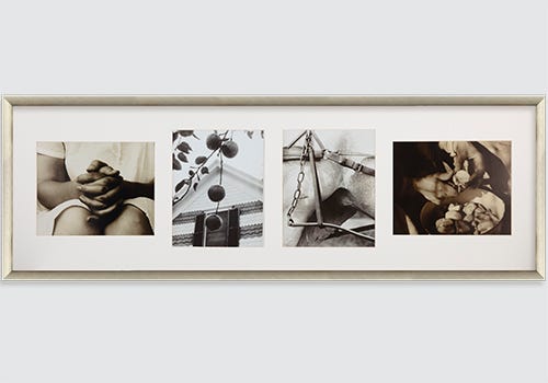 Use a multi-opening collage mat to display a collection of photographs Use a multi-opening collage mat to display a collection of photographs
