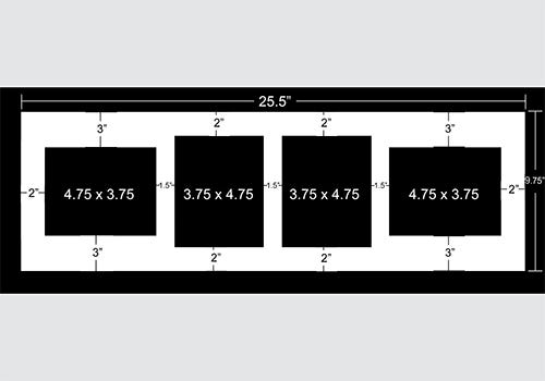Diagram of a multi-opening collage mat board Diagram of a multi-opening collage mat board