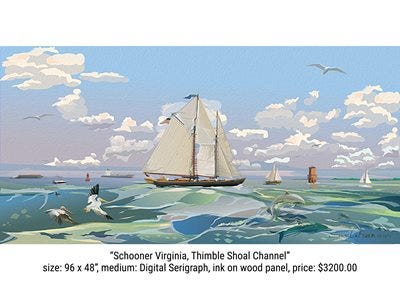 "Schooner Virginia, Thimble Shoal Channel" "Schooner Virginia, Thimble Shoal Channel"