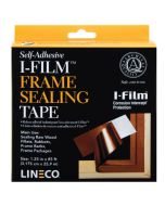 Lineco Self-Adhesive I-Film Frame Sealing Tape features Corrosion Intercept, providing an effective barrier for rabbets of wooden frames.