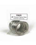 25 foot roll of 16 strand braided steel picture frame wire which holds up to 30 pounds