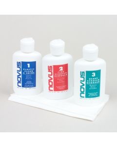 Novus scratch remover kit is a complete system of scratch removal and surface restoration for plexi-glass