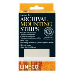 Lineco see-thru archival mounting strips are a hingeless, archival and reversible mounting method for artwork and photographs.