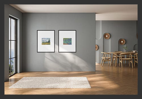 Large mat boarders can make a small image look larger Large mat boarders can make a small image look larger