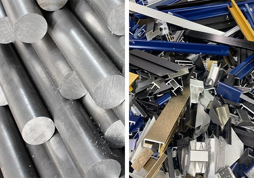 From billets of metal to metal frame cut offs being recycled From billets of metal to metal frame cut offs being recycled