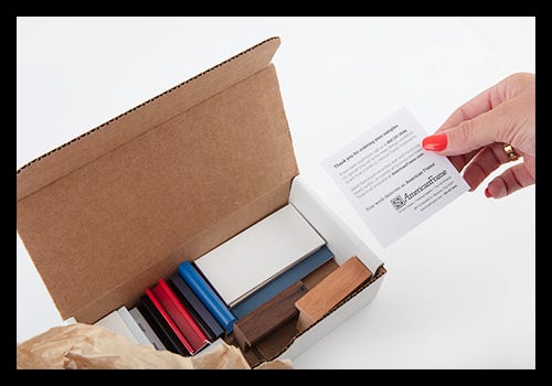 Order free samples of frames and mat boards to help guide your selections