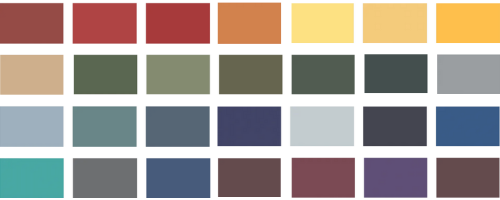 Color swatches in our current mat board line
