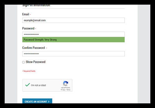 Create a strong password for your account Create a strong password for your account