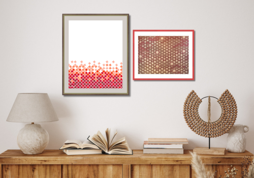 DEHA 11 Polished Walnut and Ruby Red Metal Picture Frames