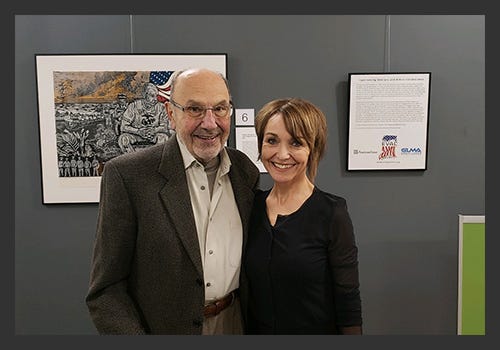 Dad and I together at our Veteran's Day Showroom exhibit, Nov 11, 2018, which turned out to be his final visit to the company he founded. Dad and I together at our Veteran's Day Showroom exhibit, Nov 11, 2018, which turned out to be his final visit to the company he founded.