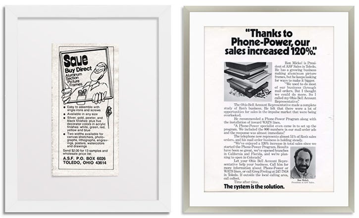 American Frame's first advertisements that revolutionized the picture framing industry American Frame's first advertisements that revolutionized the picture framing industry