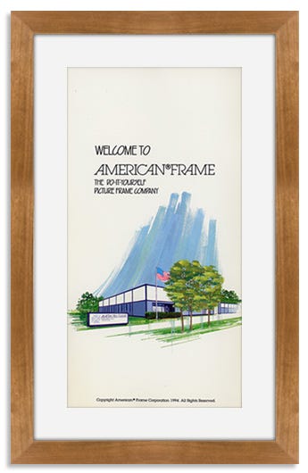 Cover of the 1994 product guide, featuring the American Frame factory in Maumee, Ohio