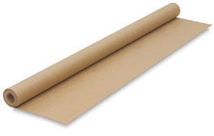 Roll of brown kraft paper used for a dust cover on the back of wood picture frames