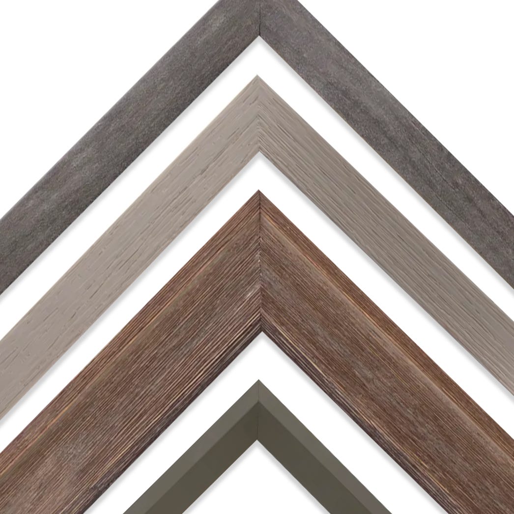 Collection of grey toned wood picture frames