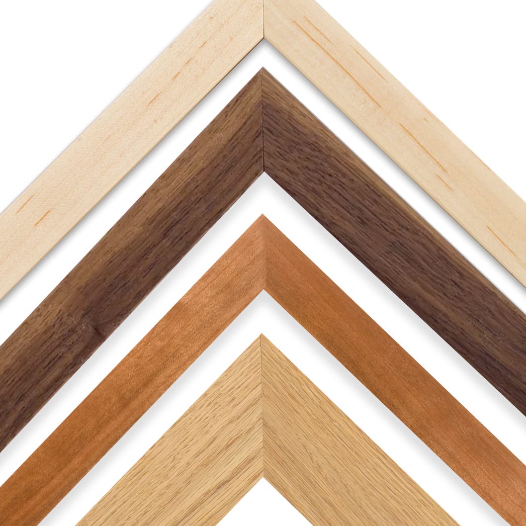 Natural wood toned wooden picture frames