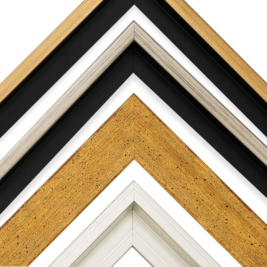 Silver and gold custom wood picture frames