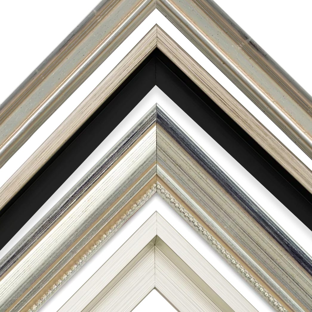 Collection of silver wood picture frames