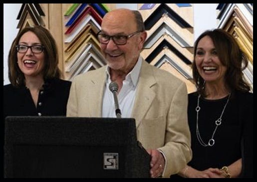 Laura and Dana with their late father, American Frame founder Ron Mickel Laura and Dana with their late father, American Frame founder Ron Mickel